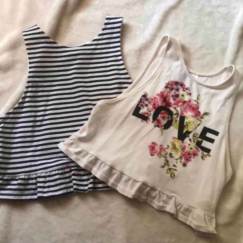 Navy Striped cropped muscle tank